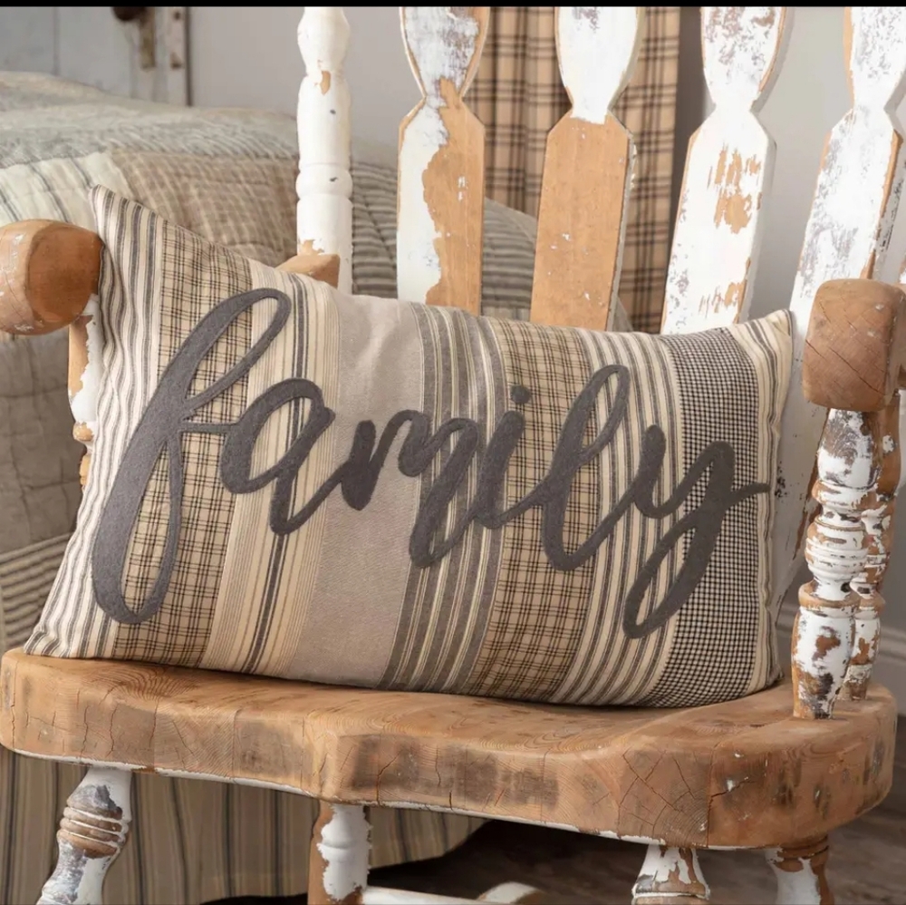 Sawyer Mill Charcoal Family Pillow 14x22